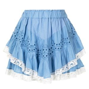 LoveShackFancy Briella Ruffled Eyelet Skirt